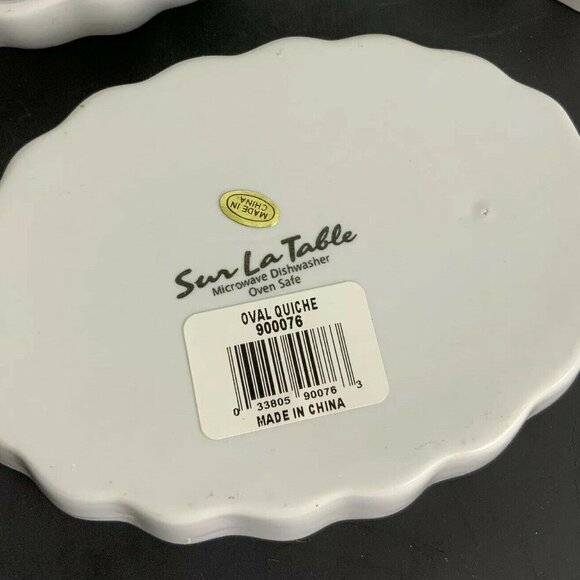 Sur La Table White Ceramic Oval Quiche Casserole Dishes Set Of 4 Scalloped Edge - Picture 5 of 5